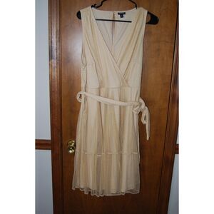 Torrid Gold Shimmering Metallic Belted V-Neck A-Line Dress W/Pockets Size 1XL